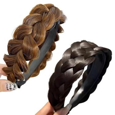 Imagem de Bandanas trançadas para mulheres, conjunto de 2 peças com designs únicos e largos de cinco fios, fibra de alta temperatura, antiderrapante