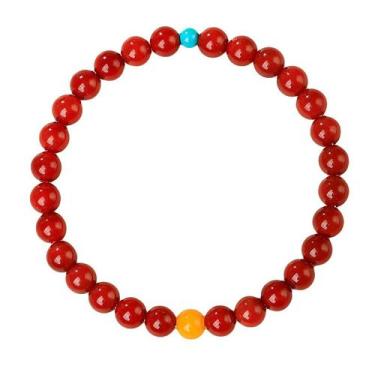 Imagem de Pulseira South Red Agate para mulheres, miçangas polidas naturais de 6