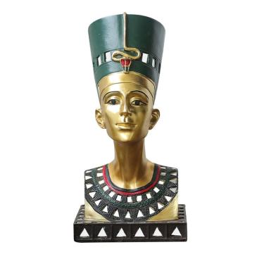 Imagem de Figura de escultura da rainha egípcia Nefertiti em resina 28,5 cm