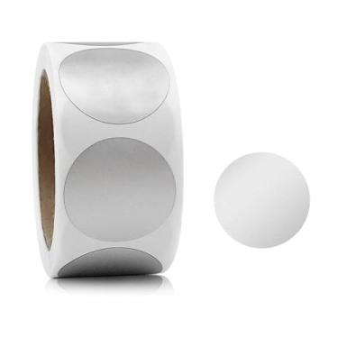 Imagem de 1 rolo de 300 adesivos, etiquetas redondas de 2,5 cm, etiquetas autoadesivas para casamento, bilhetes de loteria, presente de aniversário, prata