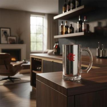 Imagem de Caneca vidro metalic times - flamengo - brasfoot