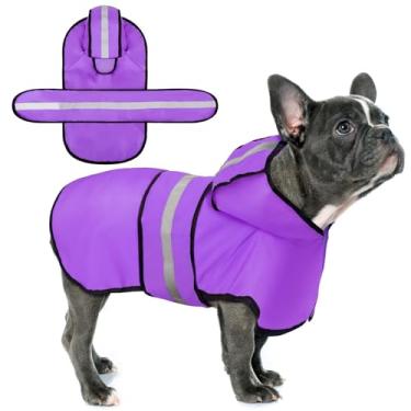 Imagem de Paiaite Capa de chuva para cães: Poncho com capuz, jaqueta impermeável durável com listras refletivas para segurança, ajuste ajustável com orifício de coleira conveniente, perfeito para cães pequenos