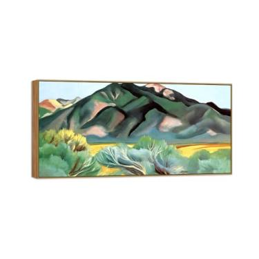 Imagem de BMZFYBS Georgia O'Keeffe Famosas Impressões em tela de arte de parede prontas para pendurar - Montanha, Novo México-Pintura de moldura de madeira para decoração de sala de estar 50 x 100 cm 20 x 39