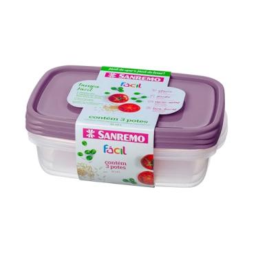 Imagem de Conjunto de 3 Potes Plásticos de 1,8 Litros, COR SORTIDA, Linha Fácil, Sanremo