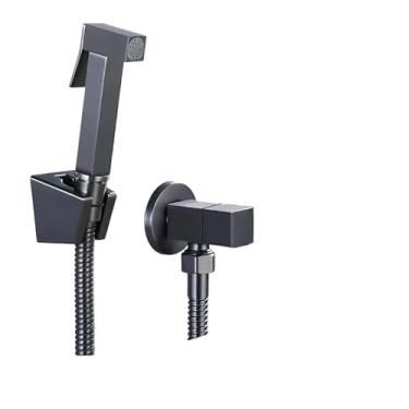 Imagem de Ducha Higiênica Com Registro Torneira Dupla Escovado Banheiro Lavabo(A-Preto-1.2M)