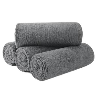 Imagem de MICROFI Novas toalhas de salão de microfibra para secagem de cabelo, secagem rápida, sem fiapos (cinza, 40 cm x 73 cm)