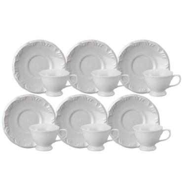 Imagem de Conjunto 6 Xicaras de Café com Pires 70ml Porcelana Schmidt - Mod. Pom