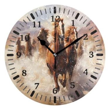 Imagem de CEBUGI 1 cavalo de corrida, 1 relógio de parede, operado por bateria, relógios de parede silenciosos sem tique-taque para cozinha, banheiro, quarto, escritório, decoração 25,4 cm