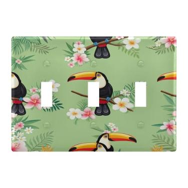 Imagem de Burbuja Toucans Sitting on Branches Toggle Light Switch Wall Plate, Placa Decorativa de Parede, Parafusos Incluídos, 3 Gangs
