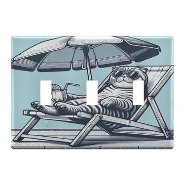 Imagem de Burbuja Capa de placa de parede com interruptor de luz para cadeira de sala de estar, placa decorativa de parede, parafusos incluídos, 3 gangos