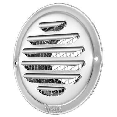 Imagem de Capa para saídas de ar de aço inoxidável 304 de 7,6 cm, capa de grade com veneziana, capô de ventilação, capas redondas de ventilação para saídas de ar, saídas de ar planas para dutos, entrada de