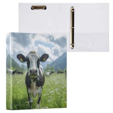 Imagem de Burbuja Fichário de 3 anéis de vaca leiteira de 3 cm para trabalho de escritório, fichário aberto D serve para papel tamanho carta com visão clara, 2 bolsos, 1 pacote