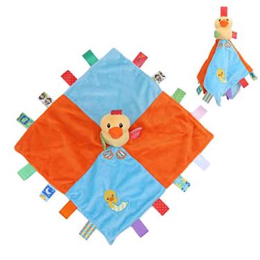 Imagem de CUOFYUNL Cobertor de segurança para bebês de pelúcia infantil cobertores calmantes chocalho brinquedos de edredom de animais de pelúcia