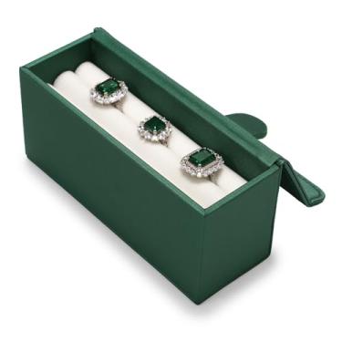 Imagem de Oirlv Caixa de anel para anel de noivado de casamento para casais, suporte de anéis de cerimônia de casamento (verde)