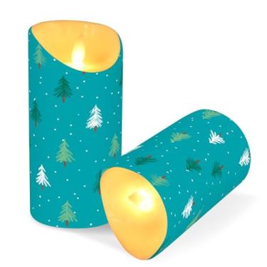 Imagem de ATTX Pacote com 2 velas de árvore de Natal sem chamas – Velas LED de 7,6 cm x 15 cm com controle remoto e temporizador para casa, casamento, decoração de acampamento #162