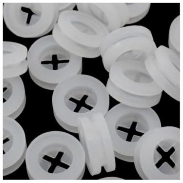 Imagem de XGNG 24 peças de tampa de pote de vidro transparente branca com furo de palha de silicone anel de vedação com ilhós