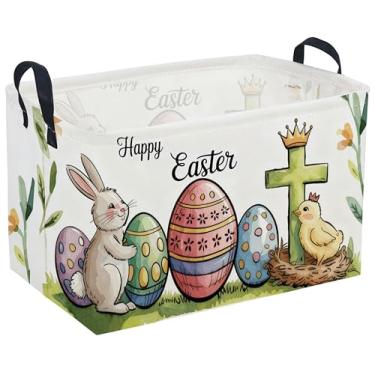 Imagem de Sanjiaofen Cestas De Páscoa Retangulares, Cesta Para Crianças. Coelhinho Com Alças. Meninos E Meninas, Decoração Ovos Coelho Páscoa, Brinquedos, Livros, Presentes (Destaque Páscoa)