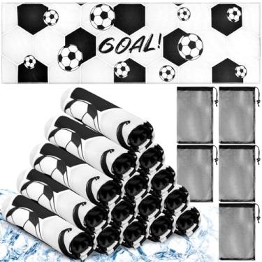 Imagem de Peryiter 20 peças de toalha de futebol 101 x 30 cm toalha respirável para suor de gelo com bolsa de armazenamento, microfibra de secagem rápida, presente de time de futebol, lembrancinhas de festa