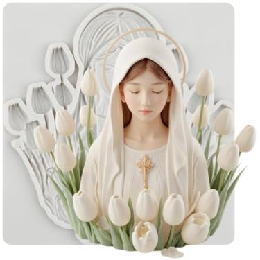 Imagem de MYPRACS Molde de silicone Our Lady Tulipas Fondant para decoração de bolos de açúcar, topo de cupcake, pasta de goma de chocolate, argila de polímero