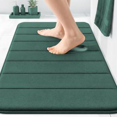 Imagem de OLANLY Tapete de banho listrado de espuma viscoelástica 76 x 50 cm, tapetes absorventes supermacios, secagem rápida, tapetes de chuveiro laváveis na máquina, tapete de banho, acessórios de decoração