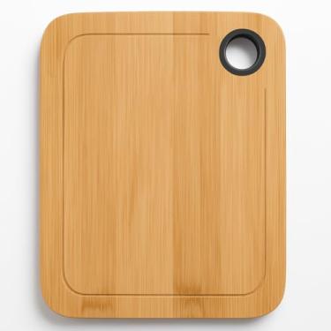 Imagem de Tábua de Cortar Premium em Bambu Retangular com Sulco para Líquidos e Alça para Cozinha Carne e Legumes