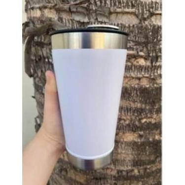 Imagem de Copo Térmico com Tampa E Abridor 473ml Cerveja Café Inox Beer Cup Gelada Quente Caneca (BRANCO)