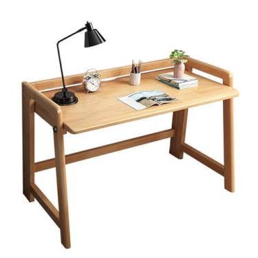 Imagem de Mesa de computador de escritório em casa, mesa de mesa, mesa de computador moderna e minimalista, mesa de escrita para estudantes, mesa de estudo, mesa de cozinha dobrável de madeira maciça (105 cm