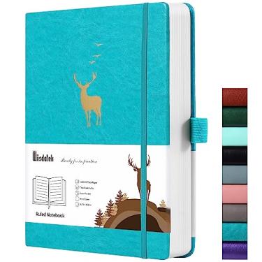 Imagem de Wiisdatek Caderno pautado, 312 páginas numeradas A5 Caderno pautado universitário, papel grosso de 100 g/m², caderno de capa dura para escritórios e negócios, 14 cm x 21 cm - azul