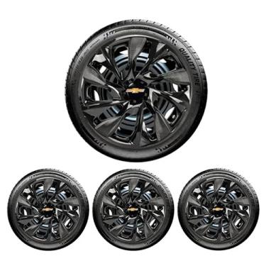 Imagem de Kit 4 Calota Esportiva DS4 Preto Brilhante Aro 15 - CHEVR Onix Prisma Spin Montana Meriva Corsa Maxx Classic Agile Classic Cobalt Sonic