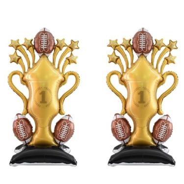Imagem de 2 peças de balões extragrandes de festa de futebol em pé, balões de futebol, balões de festa de rúgbi, perfeitos para aniversários, festas traseiras, celebrações de dia de jogo e decorações de copa do