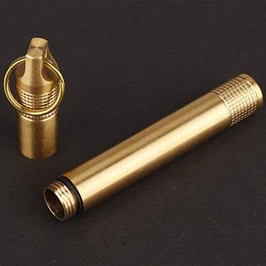 Imagem de Generic Caixa de Comprimidos Estojo Compacto de Latão para Atividades Ao Ar Livre, Porta-palitos Antiferrugem para Caça, Pesca, Acampamento, Recipiente de Cigarro Durável 1,1 *, * 3,9 Polegadas