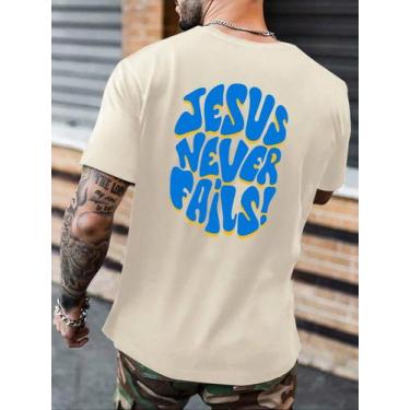 Imagem de Camiseta Jesus Never Fails Masculina Manfinity 100% Algodão Street Wea