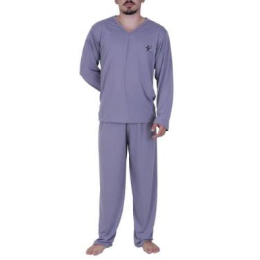 Imagem de Pijama de Inverno Blusa de Frio Masculino Manga Longa Calça Comprida A