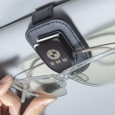 Imagem de YUIQIEUY Suportes de óculos de sol para BMW Series X1 X3 X7 X5 X6 Z4 Acessórios de viseira de sol de couro para óculos de sol Gancho de encaixe para suporte de óculos de carro para carro