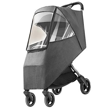 Imagem de POCREATION Capa de Chuva para Carrinho Universal, à Prova D'água, à Prova de, de Poeira, de Frio, Proteção Climática para Viagem de Criança Com Furos Respiráveis ​​para (GRAY)