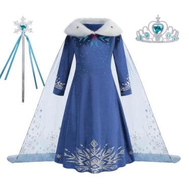 Imagem de Fantasia de princesa da neve para meninas, fantasia de inverno para crianças, fantasia de Halloween, aniversário, cosplay, capa com acessórios