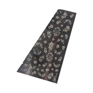 Imagem de Adesivo De Unha Floral Preto E Branco Semi-Transparente Com Flores Em 