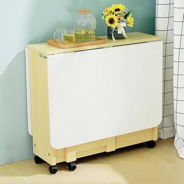 Imagem de ZXLPHA Mesa de jantar dobrável para economia de espaço com grande área de armazenamento, mesa multiuso de madeira, mesa de jantar retrátil, mesa de cozinha