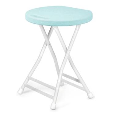 Imagem de ICSPOID Banqueta dobrável de 45,7 cm com alça, cadeira dobrável, portátil, capacidade de 272 kg, banco de bar dobrável com pés antiderrapantes, banco dobrável para uso interno e externo