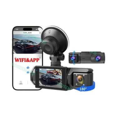 Imagem de Câmera Veicular 1080P 3 Canais WIFI DVR Com Câmera Frontal E Traseira 