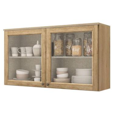 Imagem de Armário Aéreo Finesse 120 Cm 2 Portas De Vidro Incolor Capuccino Camargo Mel - Thb