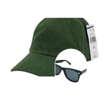 Imagem de Kit Boné Beisebol Liso Básico e Óculos Preto Acetato 50mm-Unissex