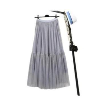 Imagem de Saia Midi De Tule Transparente Em Camadas Para Mulheres, Elegante Para