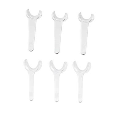 Imagem de 6 peças retrator intra-oral de lábio bochecha em forma de T, cabeça dupla, autoclavável, abridor de boca intraoral, kit de retratores de dentes para clareamento dental ferramenta ortodôntica retrator