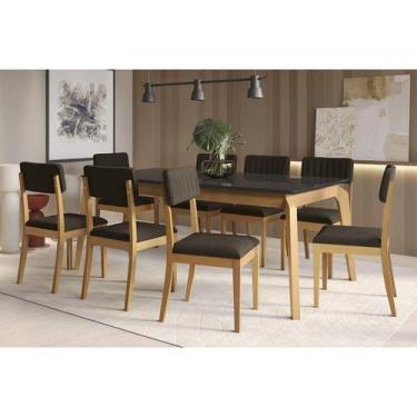 Imagem de Sala Jantar Mesa Petra Premium Madeira Maciça c/ Tampo Madeirado c/ Vi