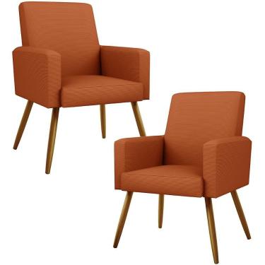 Imagem de Kit 02 Poltronas Decorativa Para Sala De Estar Maria W01 Pés Palito Tecido Terracota
