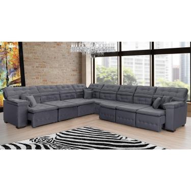 Imagem de Sofá Magno 3.32x4.57m De Canto, Retrátil E Reclinável - Chumbo