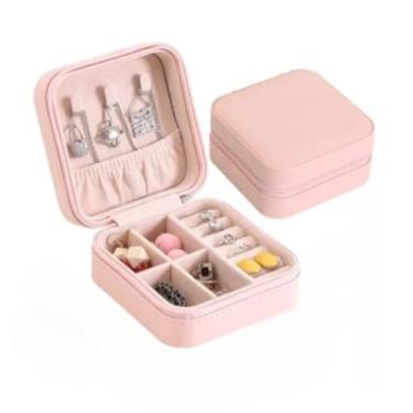 Imagem de Porta Joia De Bolsa Para Viagem Portátil caixa de armazenamento bolsa anel colar Bom Presente(1 Peça-ROSA)