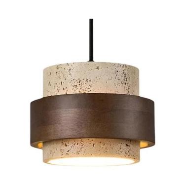 Imagem de Luminária Pendente LED De Madeira Nogueira Retrô Para Quarto, Bar, Res