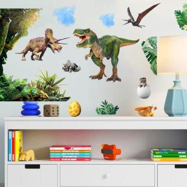 Imagem de Adesivos de parede Dinosaur Jungle Theme PVC 57x38cm para crianças - y